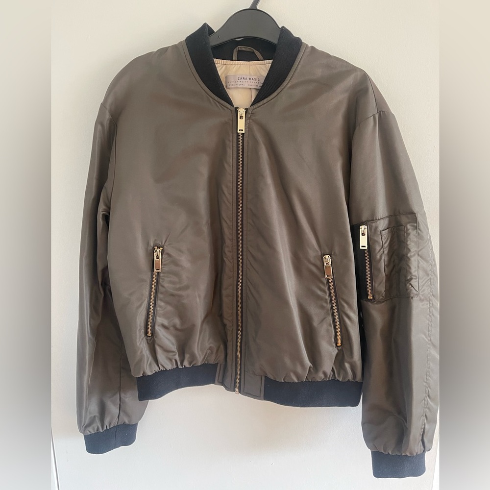 Zara Khaki Bomber Jacket